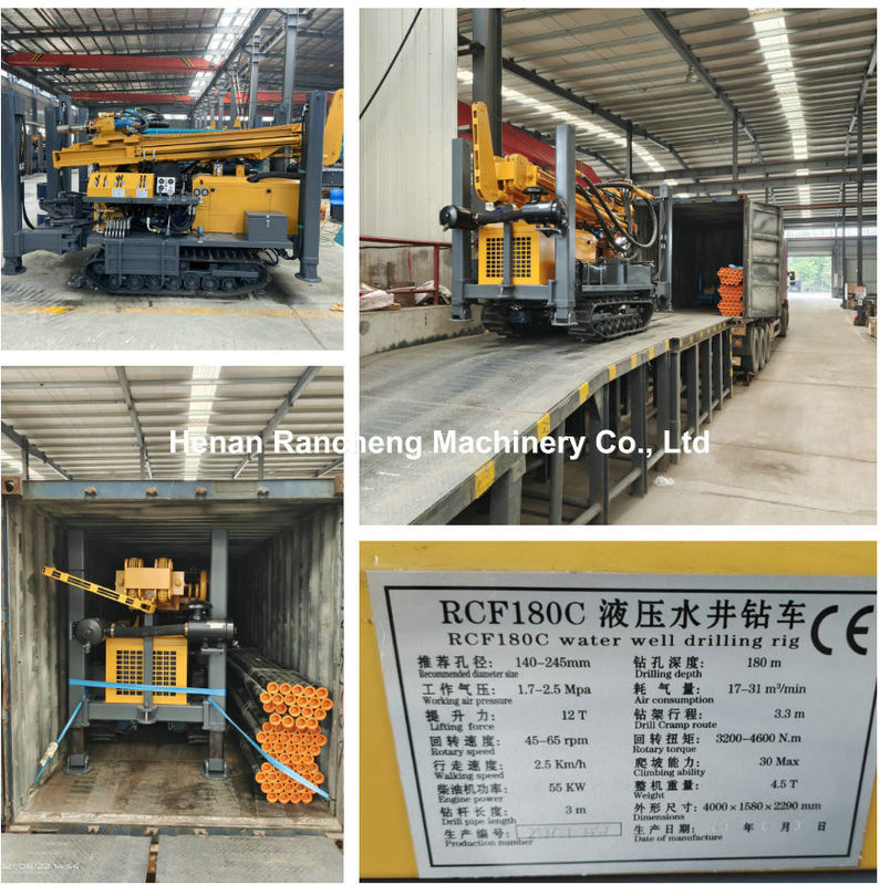 180 متر صخرة عميقة RCF180C الزحف المتحرك متعدد الوظائف البئر المائي حفر الجهاز في المخزون