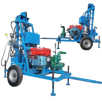 معدات الحفر المتنقلة على عجلتين للآبار المائية 22HP قوة 150m عمق الحفر